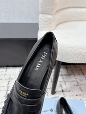 PRADA 26S LOAFERS 25MM IN BLACK CALFSKIN