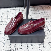 CHANEL 26S LOAFERS IN BURGUNDY RED PATENT CALFSKIN WITH CC LOGO