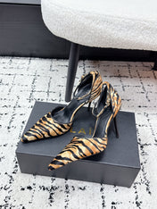 ALAIA 26S POINTED-TOE HEELS 90 MM IN TIGER PRINT PONY HAIR