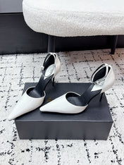 ALAIA 26S POINTED-TOE HEELS 90 MM IN WHITE PATENT CALFSKIN