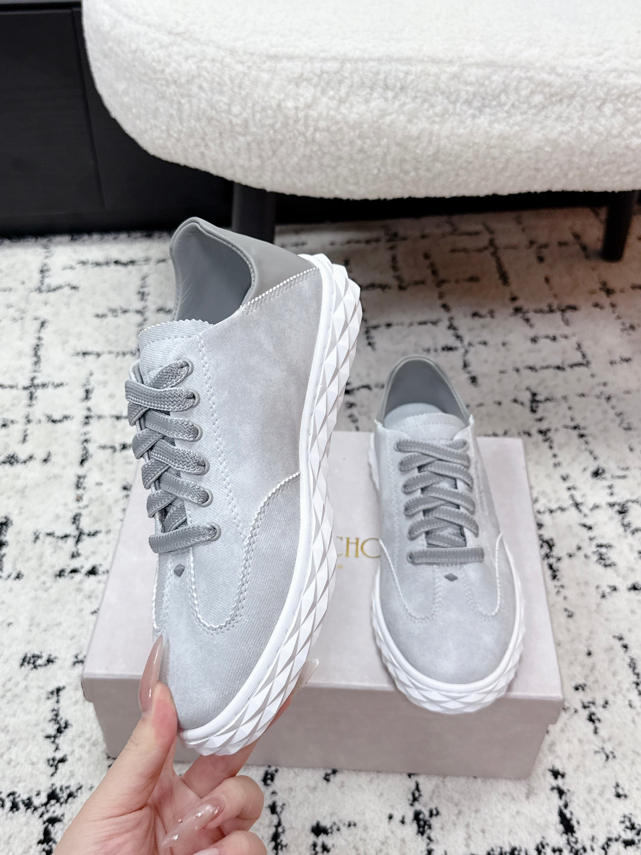 JIMMY CHOO 26S SNEAKERS IN GREY SUEDE