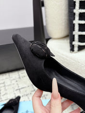 PRADA 26S HIGH HEELS 55 MM IN BLACK SUEDE