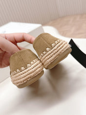 PRADA 26S MARY JANE ESPADRILLES SHOES IN BROWN SUEDE WITH LOGO