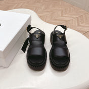 PRADA 25S SANDALS IN BLACK CALFSKIN LOGO