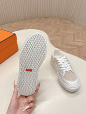 HM 25S SNEAKER LOW SPORTS IN BEIGE CANVAS MIX WHITE LAMBSKIN