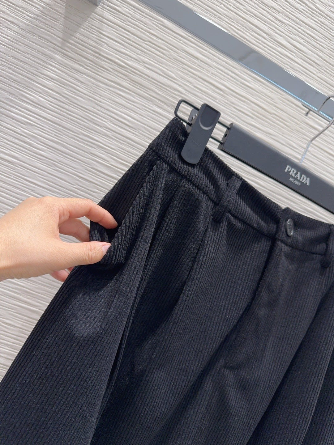 PRADA 25S A-LINE PLAID VELVET SKIRT 256