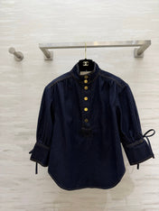 ZIMMERMANN 26S STAND COLLAR DENIM SHIRT STYLE 41