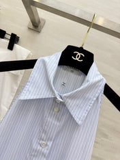 CHANEL 26S SLEEVELESS SHIRT COLLAR TOP STYLE 1196