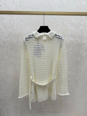 CHANEL 25S OPEN-KNIT WAIST-TIE SWEATER 528