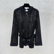 CHANEL 25S OPEN-KNIT WAIST-TIE SWEATER 529