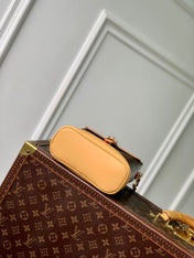 SOHO MINI 23 IN BROWN MONOGRAM COATED CANVAS AND CALFSKIN