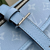 PULSE MESSENGER 22.5 IN BLUE MONOGRAM COATED CANVAS AND CALFSKIN