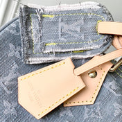 SPEEDY SOFT 30 IN GREY MONOGRAM DENIM LIGHT BROWN CALFSKIN