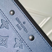 POCHETTE TOGO 30 IN DARK BLUE MONOGRAM ECLIPSE CALFSKIN EMBOSSED LOGO