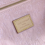 COSMETIC POUCH 27 IN PINK MONOGRAM DENIM GOLD HARDWARE