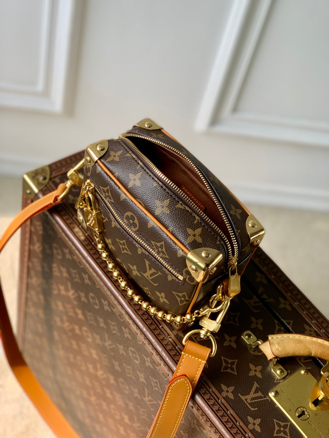 MINI SOFT TRUNK 18 IN BROWN MONOGRAM CANVAS GOLD HARDWARE
