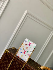 PHONE POUCH 17.5 IN WHITE MULTICOLORED MONOGRAM COATED CANVAS