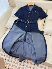 CELINE 26S LONG SHORT SLEEVE DENIM DRESS 367