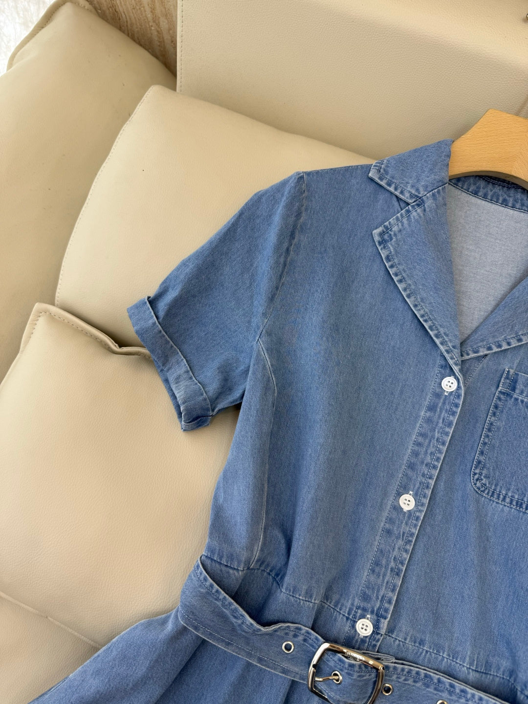 CELINE 26S LONG SHORT SLEEVE DENIM DRESS 366