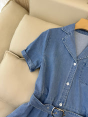 CELINE 26S LONG SHORT SLEEVE DENIM DRESS 366