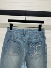 CHANEL 25S HIGH WAISTED DENIM PANTS 264194