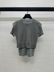 MIU 25S SHORT SLEEVE STRIPED KNITTED CAPE 264139
