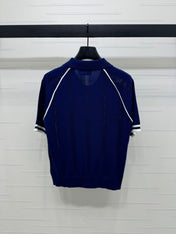 MIU 25S ROUND NECK STRIPED KNIT RAGLAN SHORT SLEEVES 264109