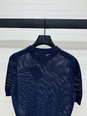PRAD 25S HOLLOW KNIT SHORT SLEEVE TOP 264135