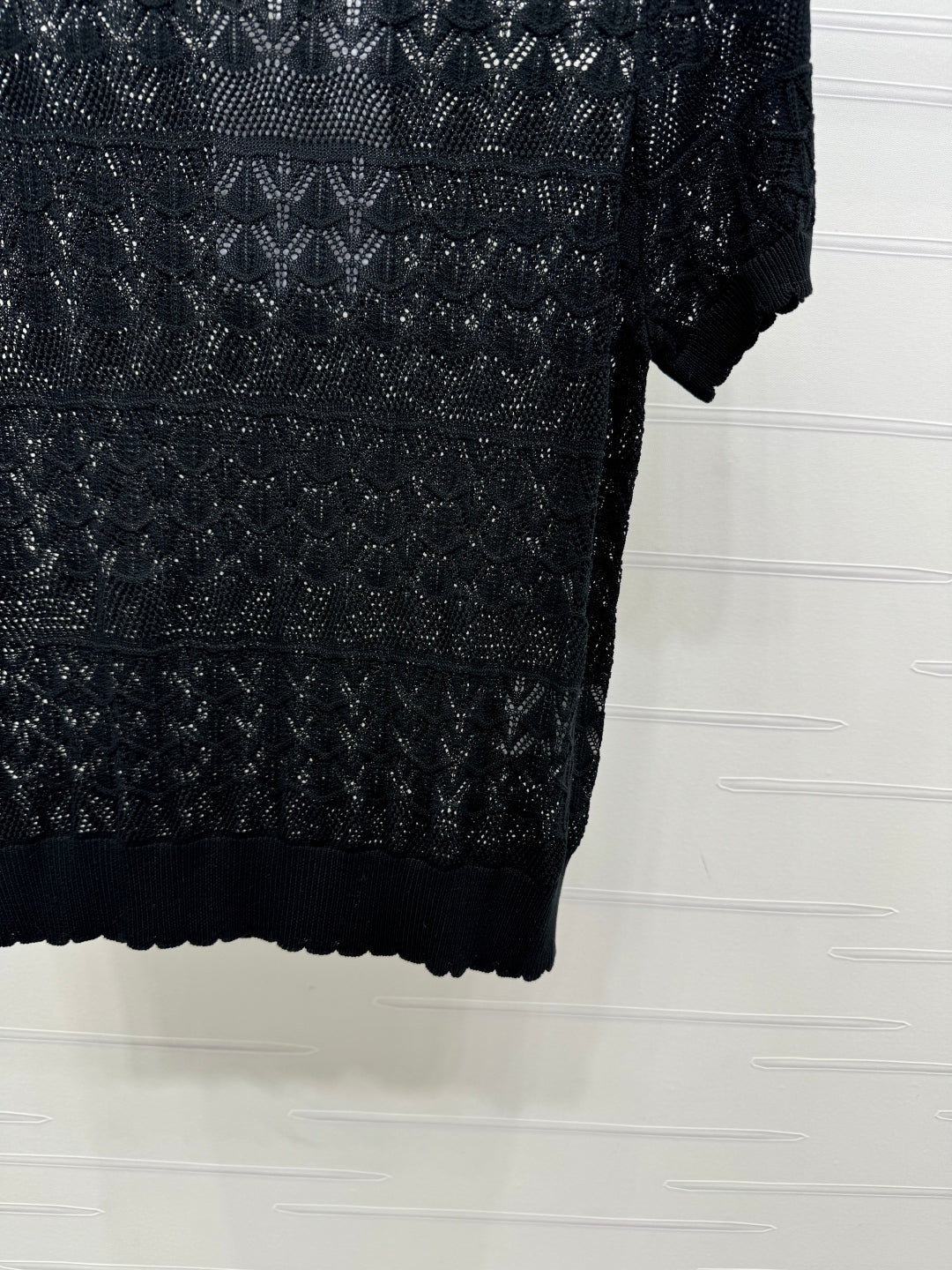 CHANEL 25S HOLLOW KNIT SHORT SLEEVE TOP 264151