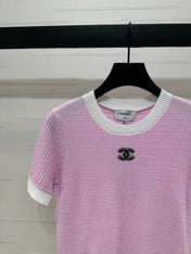 CHANEL 25S DOUBLE C LOGO KNIT SHORT SLEEVE 264073