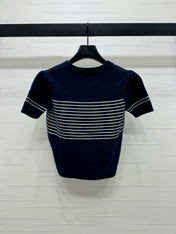 CHANEL SHORT-SLEEVE KNITTED PUFF-SLEEVE TOP 274951
