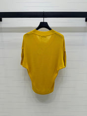 DIOR V-NECK KNITTED SHORT-SLEEVE T-SHIRT YELLOW 274935