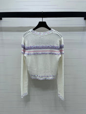 CHANEL 25S LONG SLEEVE OPEN-KNIT SWEATER STYLE 161
