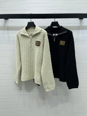 MIUMIU HALF-ZIP KNITTED PULLOVER WITH COLLAR STYLE 485