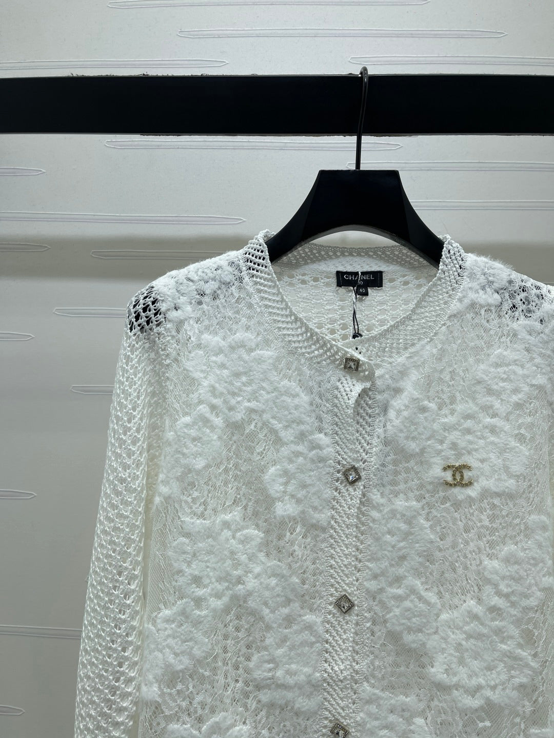 CHANEL 26S FLORAL OPENWORK KNIT CARDIGAN 1348