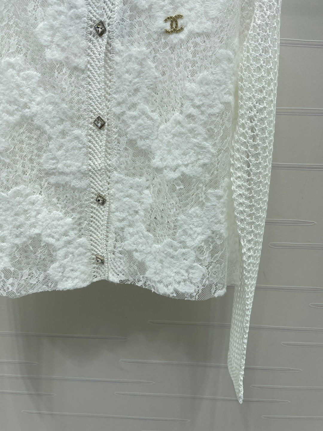 CHANEL 26S FLORAL OPENWORK KNIT CARDIGAN 1348