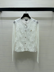 CHANEL 26S FLORAL OPENWORK KNIT CARDIGAN 1348