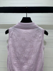 CHANEL 26S SLEEVELESS KNIT POLO TOP 1339