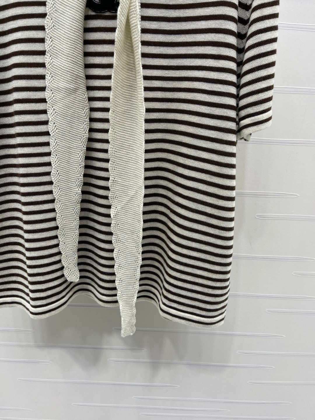 CHANEL 26S STRIPED KNIT TOP WITH SHOULDER TIE 1326