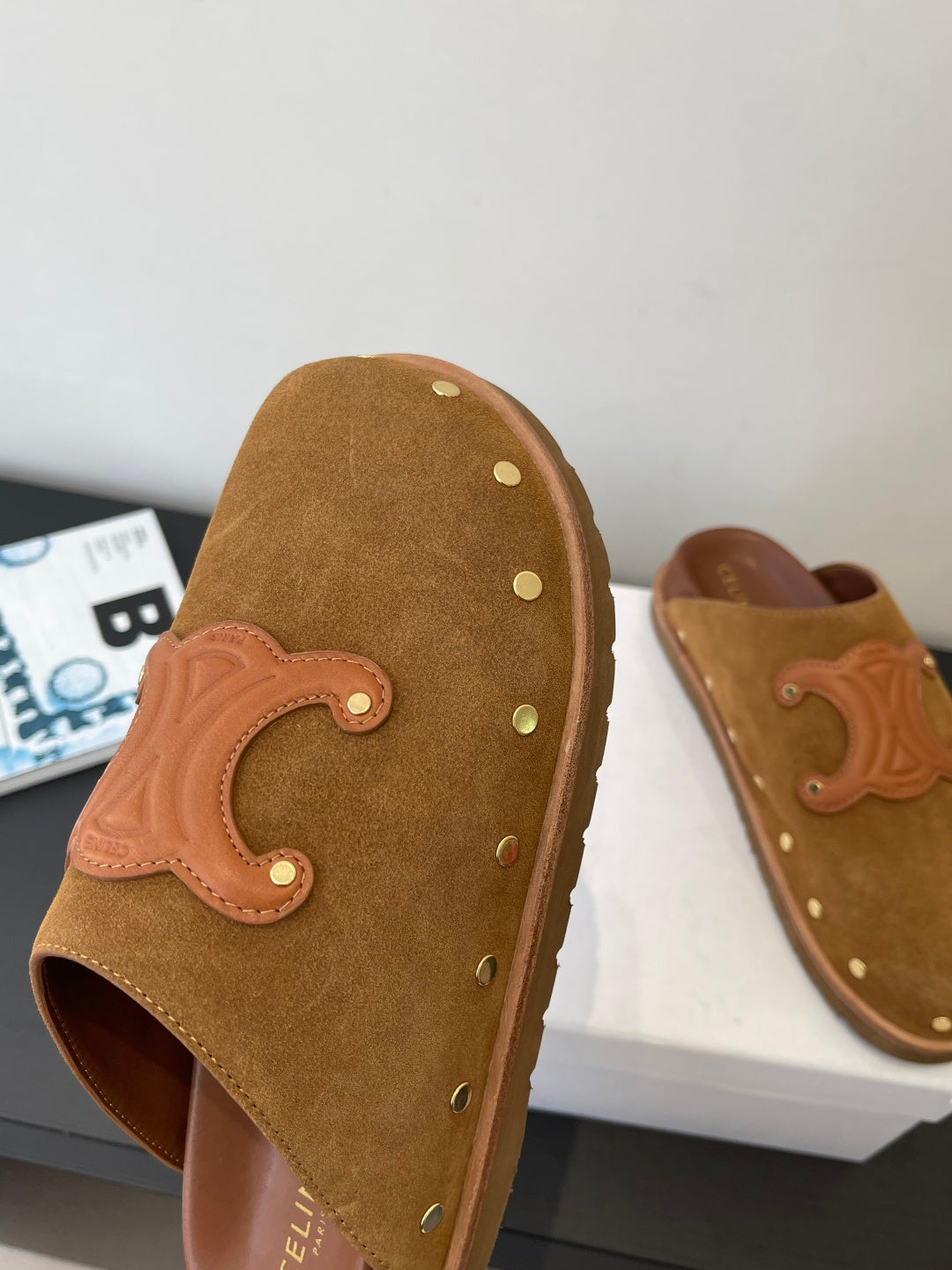 CELINE 26S MULE IN BROWN SUEDE