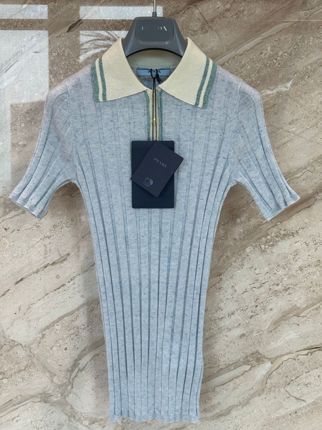 PRADA 26S SHORT-SLEEVED KNIT POLO SHIRT STYLE 873