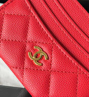 CHANEL 25S CARD HOLDER 11 IN VIVID RED CAVIAR GOLD HARDWARE