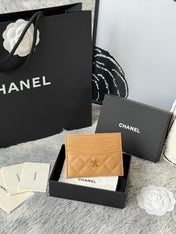 CHANEL 25S CARD HOLDER 11 IN GOLDEN CARAMEL CAVIAR GOLD HARDWARE