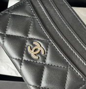 CHANEL 25S CARD HOLDER 11 IN BLACK LAMBSKIN SILVER HARDWARE