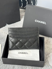 CHANEL 25S CARD HOLDER 11 IN BLACK CAVIAR SILVER HARDWARE