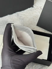 CHANEL 25S CARD HOLDER 11 IN SILVER LAMBSKIN GOLD HARDWARE