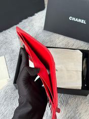 CHANEL 25S CF SMALL TRI FOLD WALLET 11 IN VIVID RED CAVIAR GOLD HARDWARE
