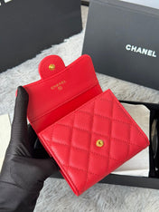 CHANEL 25S CF SMALL TRI FOLD WALLET 11 IN VIVID RED CAVIAR GOLD HARDWARE