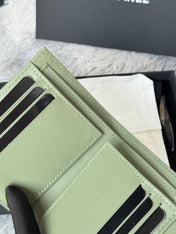 CHANEL 25S CF SMALL TRI FOLD WALLET 11 IN MOSS GREEN CAVIAR GOLD HARDWARE