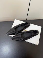 THE ROW 26S POINTED TOE BALLET FLATS IN BLACK LAMBSKIN